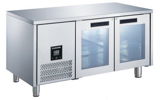 Glacian 2 Door Slimline Fridge 660 Deep Glass Doors