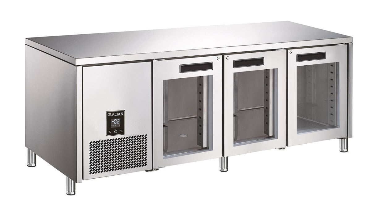 Glacian 3 Door Slimline Fridge 660 Deep Glass Doors