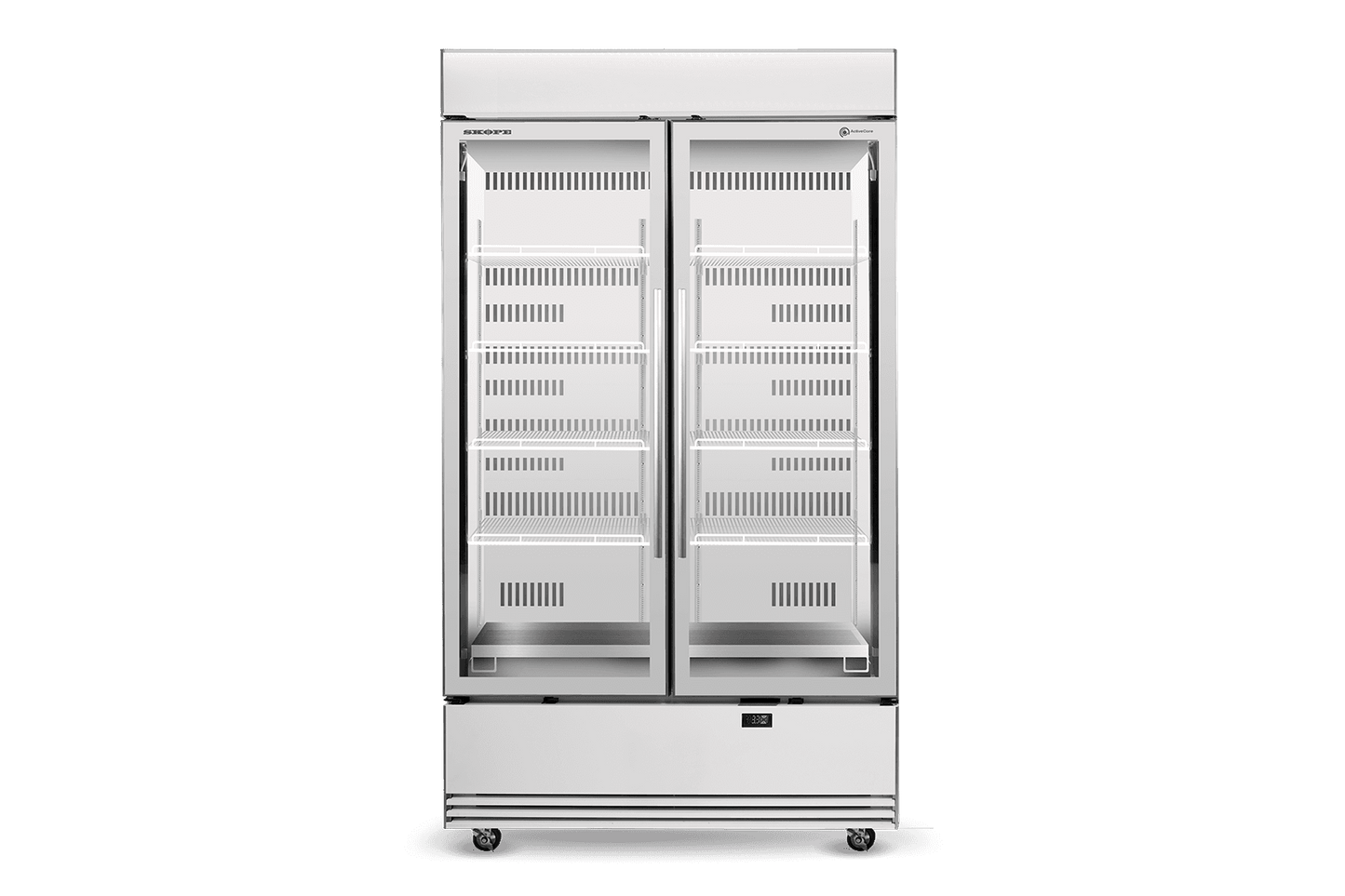 SKOPE BME1200N-AC 2 Glass Door Display or Storage Fridge, Lit Sign