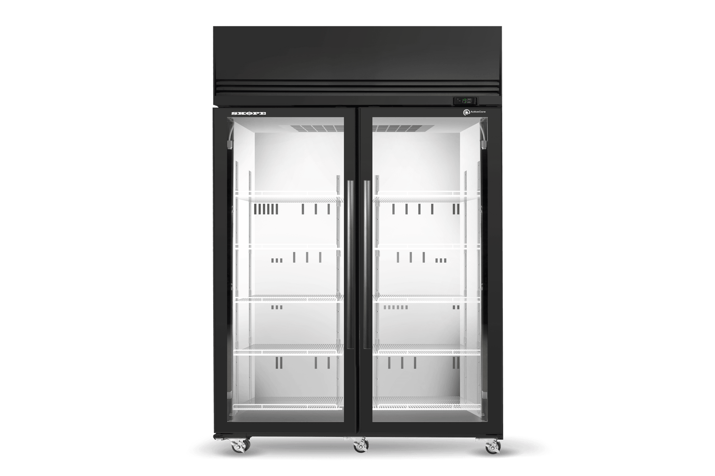 SKOPE SKFT1000N-AC 2 Glass Door Upright Display or Storage Freezer, Lit Sign