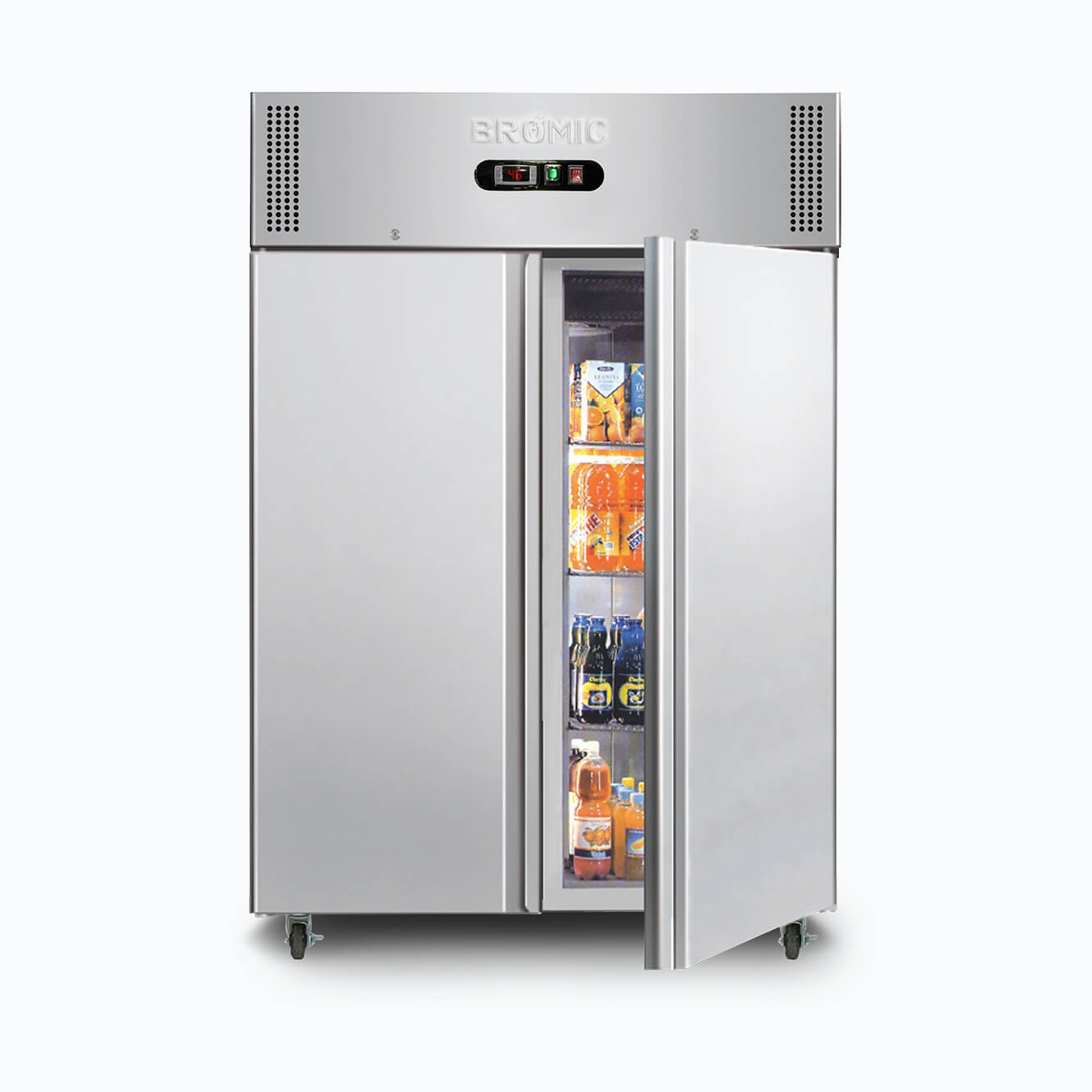 Bromic Upright Fridge - 1300L - 2 Doors - Stainless Steel