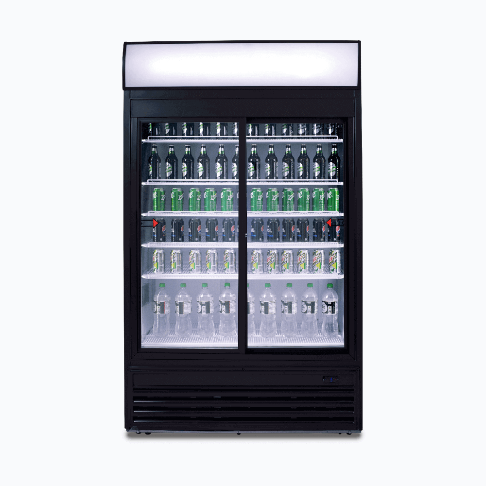 Bromic Upright Display Fridge - 945L - 2 Doors - Sliding - Flat Glass - Lightbox