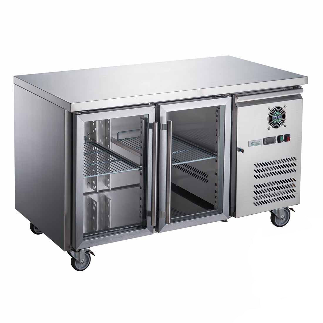 FED-X Two Glass Door Bench Fridge Stainless Steel - XUB6C13G2V