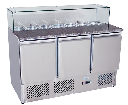 Atosa 3 DOORS PIZZATABLE SALADETTE FRIDGE 1365 MM ESL3864