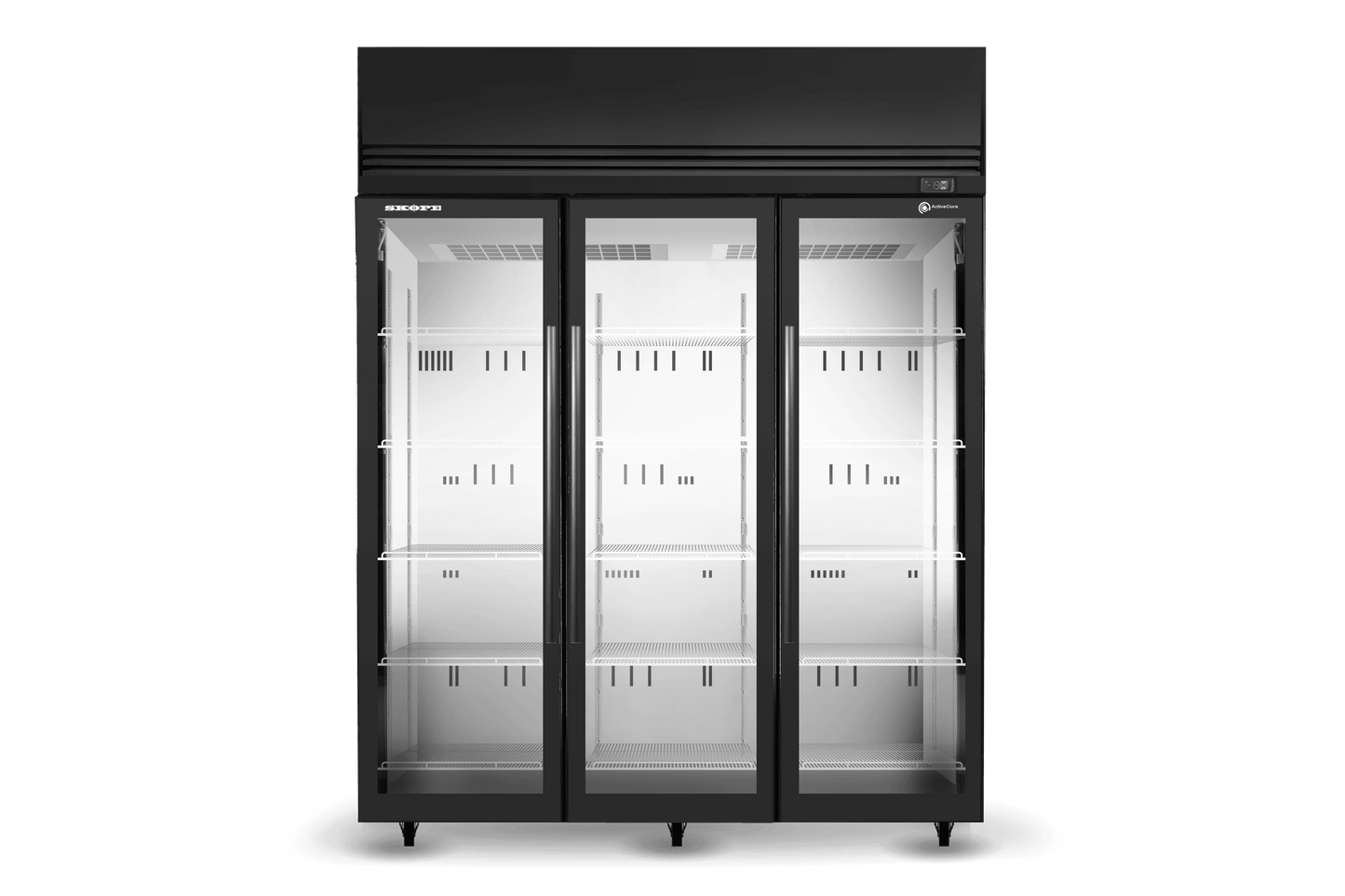 SKOPE SKFT1300N-AC 2 Glass Door Upright Display or Storage Freezer, Lit Sign