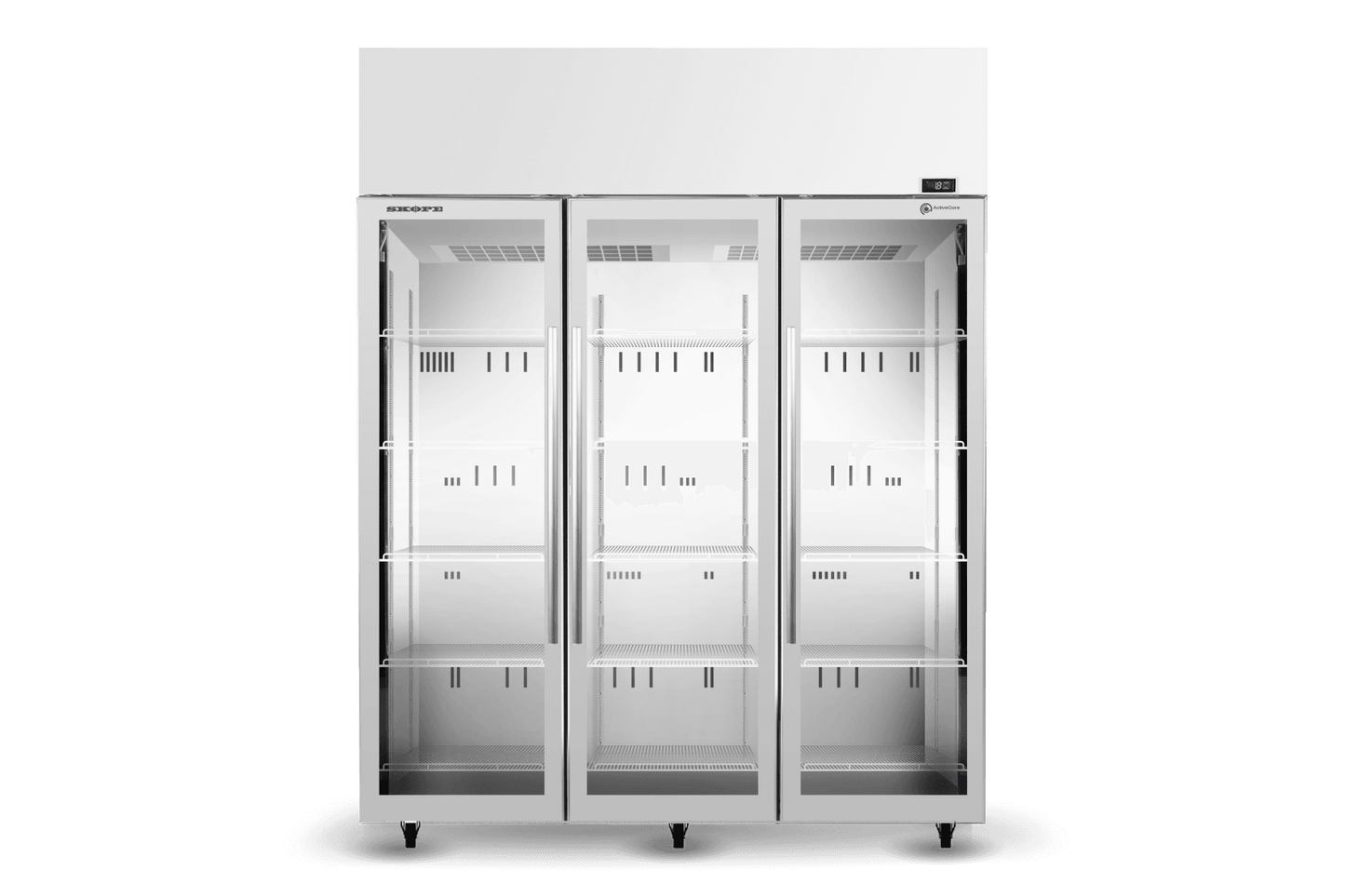 SKOPE TME1000N-AC 2 Glass Door Display or Storage Fridge, Lit Sign