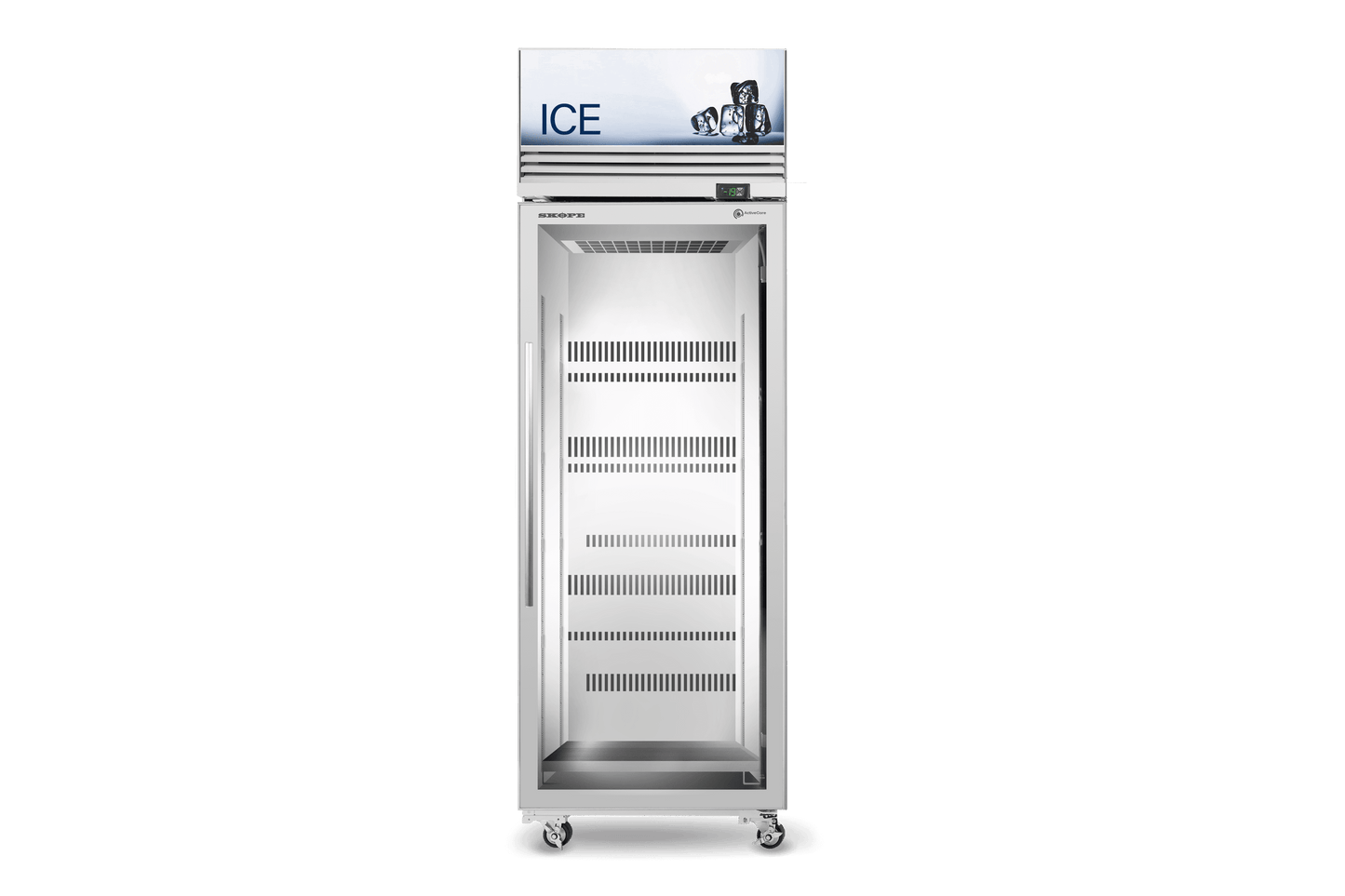 SKOPE TMF1000N-AC 2 Glass Door Display or Storage Freezer, Lit Sign