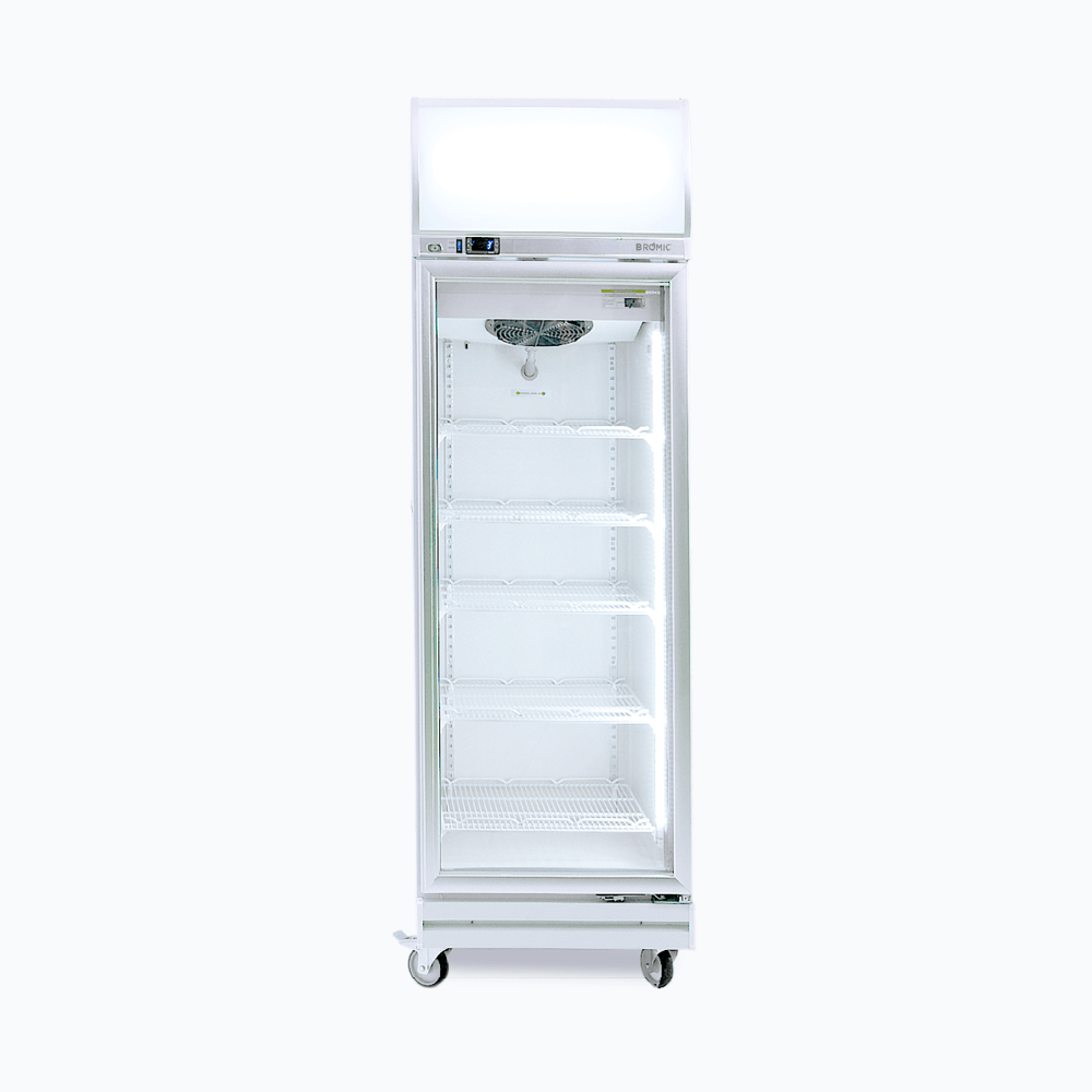 Bromic Upright Display Fridge - 444L - 1 Door - Flat Glass - Lightbox