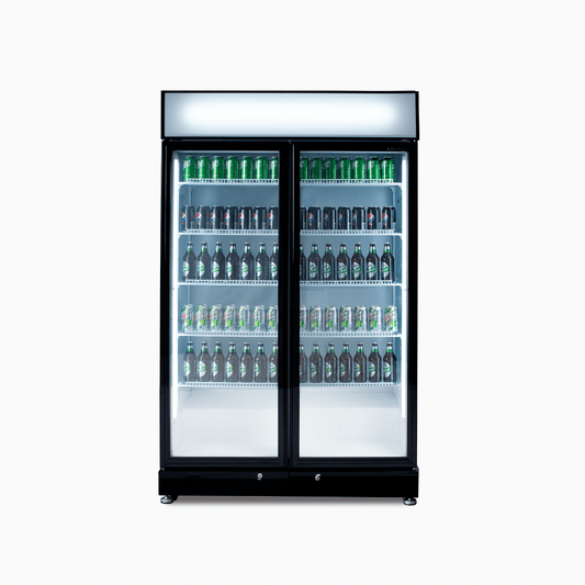 Bromic Upright Display Fridge - 885L - 2 Doors - Flat Glass - Black