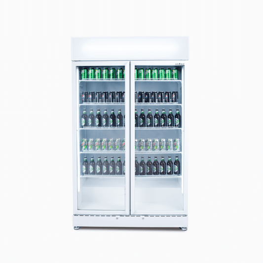 Bromic Upright Display Fridge - 885L - 2 Doors - Flat Glass - White