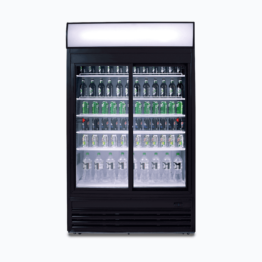 Bromic Upright Display Fridge  - 945L - 2 Doors - Sliding - Flat Glass - Lightbox